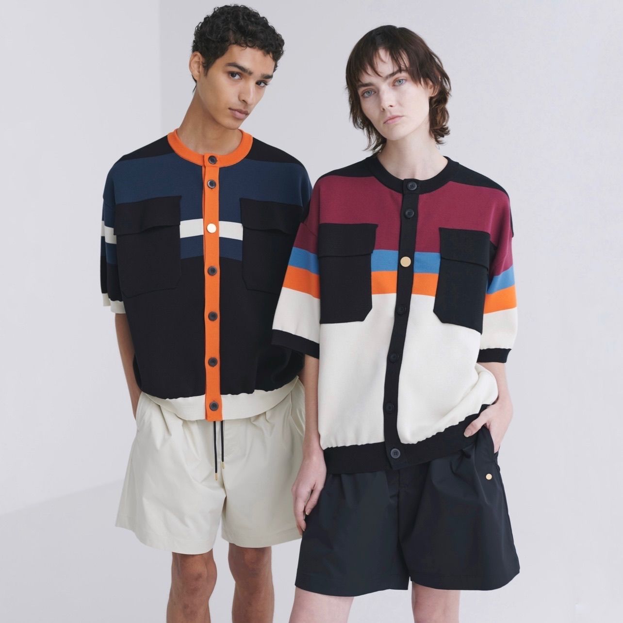 【残り一点】Collarless Buttoned Short Sleeve Knit Jacket