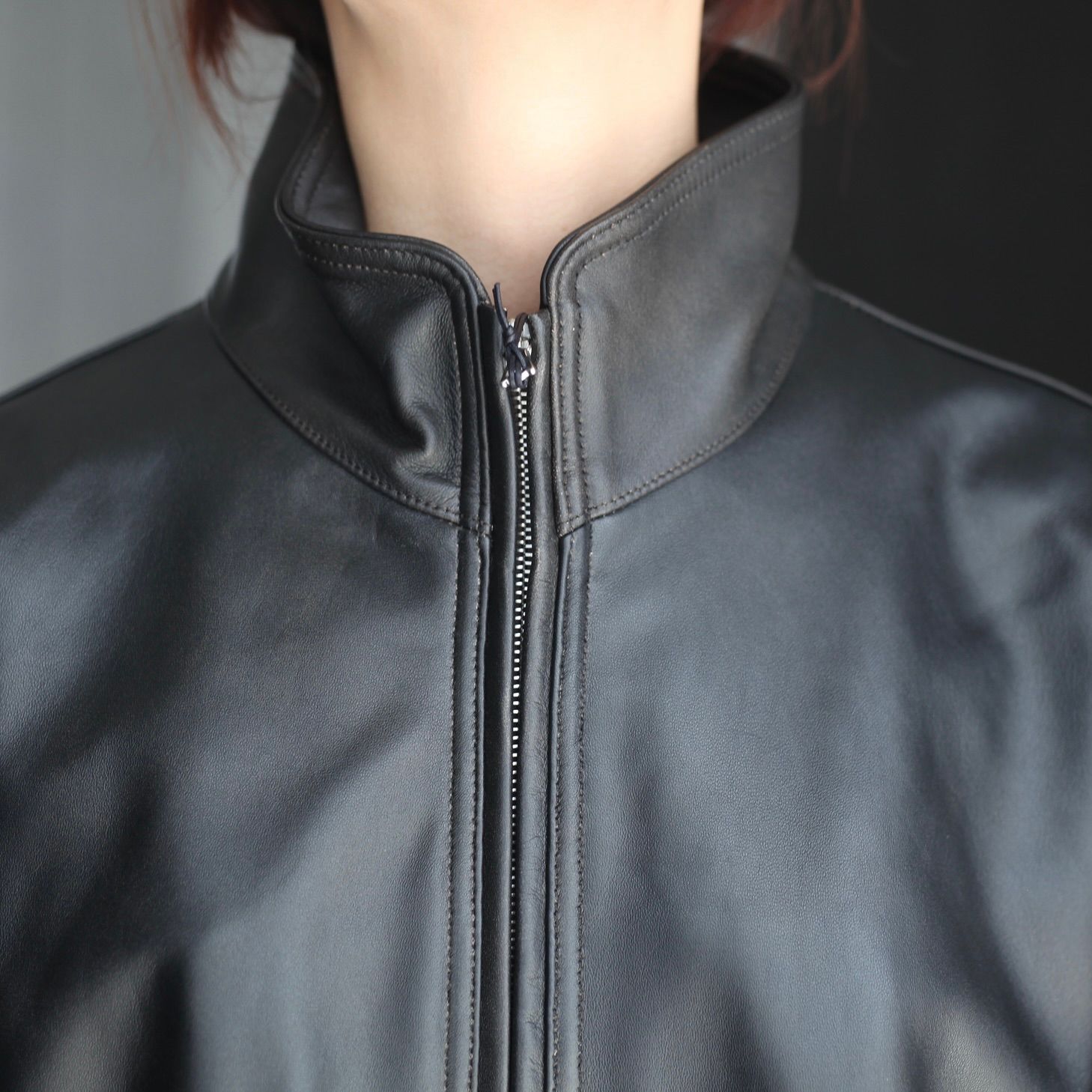【残りわずか】Sheep Leather Stand Collar Jacket
