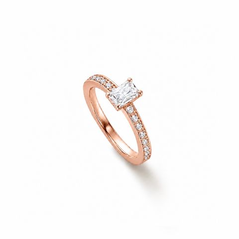 【お取り寄せ注文可能】Quon Square Ring W / Half Dia(K18 PINK GOLD)