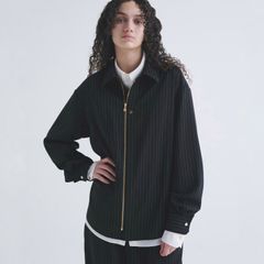 【残り一点】Stripe Double Cloth Zip Up Shirt