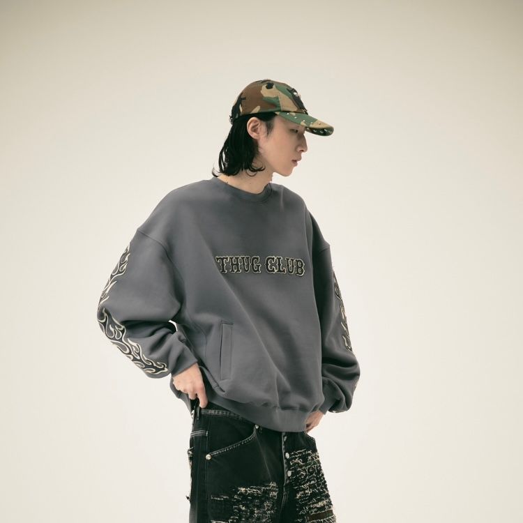 【残り一点】Leather Flame Sweatshirt