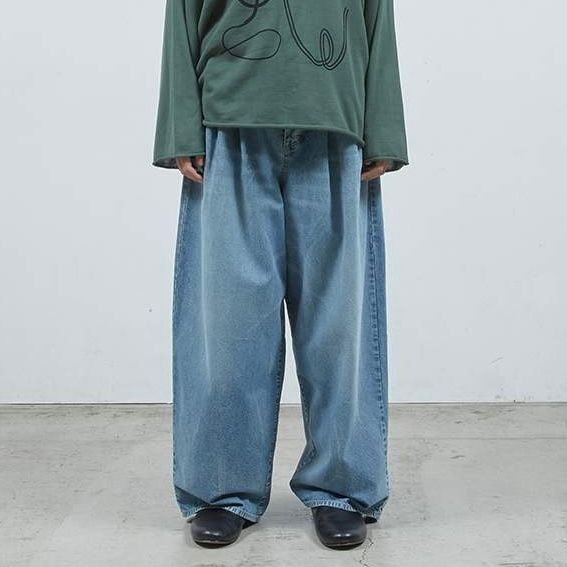 【残り一点】デニムシンプル2タックワイドPT