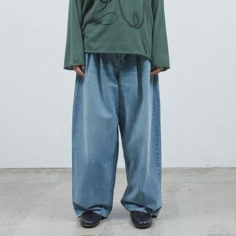 【残り一点】デニムシンプル2タックワイドPT