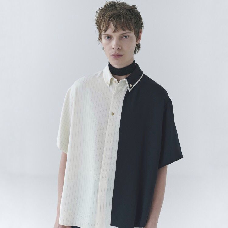 【残り一点】Double Cloth Layered Bi-Color Short Sleeve Shirt