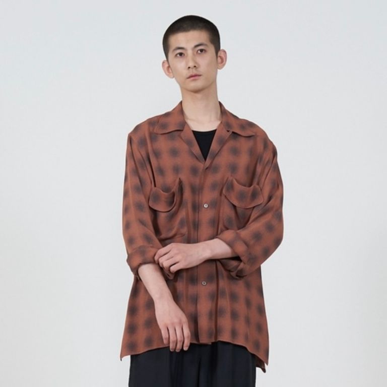 YOKE - 【残り一点】Blurred Ombre Plaid Open Collar Shirt | ACRMTSM 