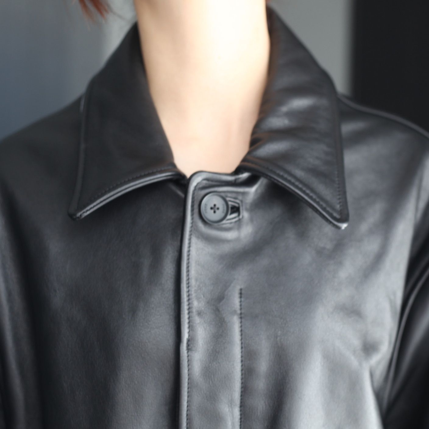 【残り一点】Leather Balmacaan Coat