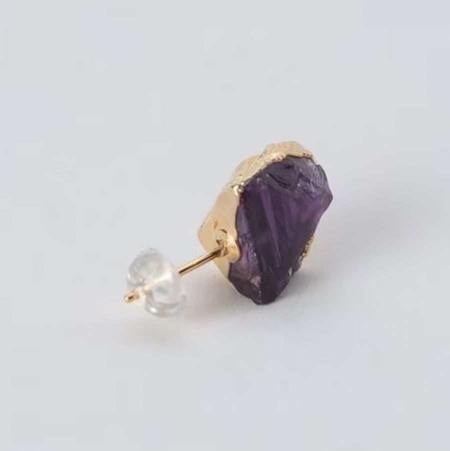 【お取り寄せ注文可能】Rough Stone Amethyst Earrings(両耳用）