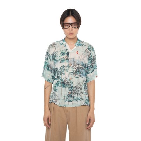 【残り一点】"Japanese Pattern Aloha" Transfer Print Polo Knit