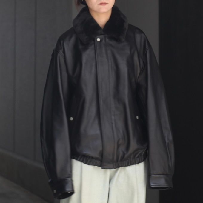 【残りわずか】Mouton Collar Sheep Leather Zip Jacket
