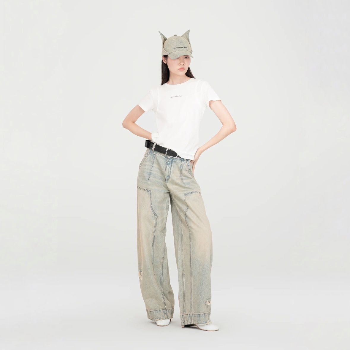【残り一点】Washed Denim Deconstructed Cargo Jeans