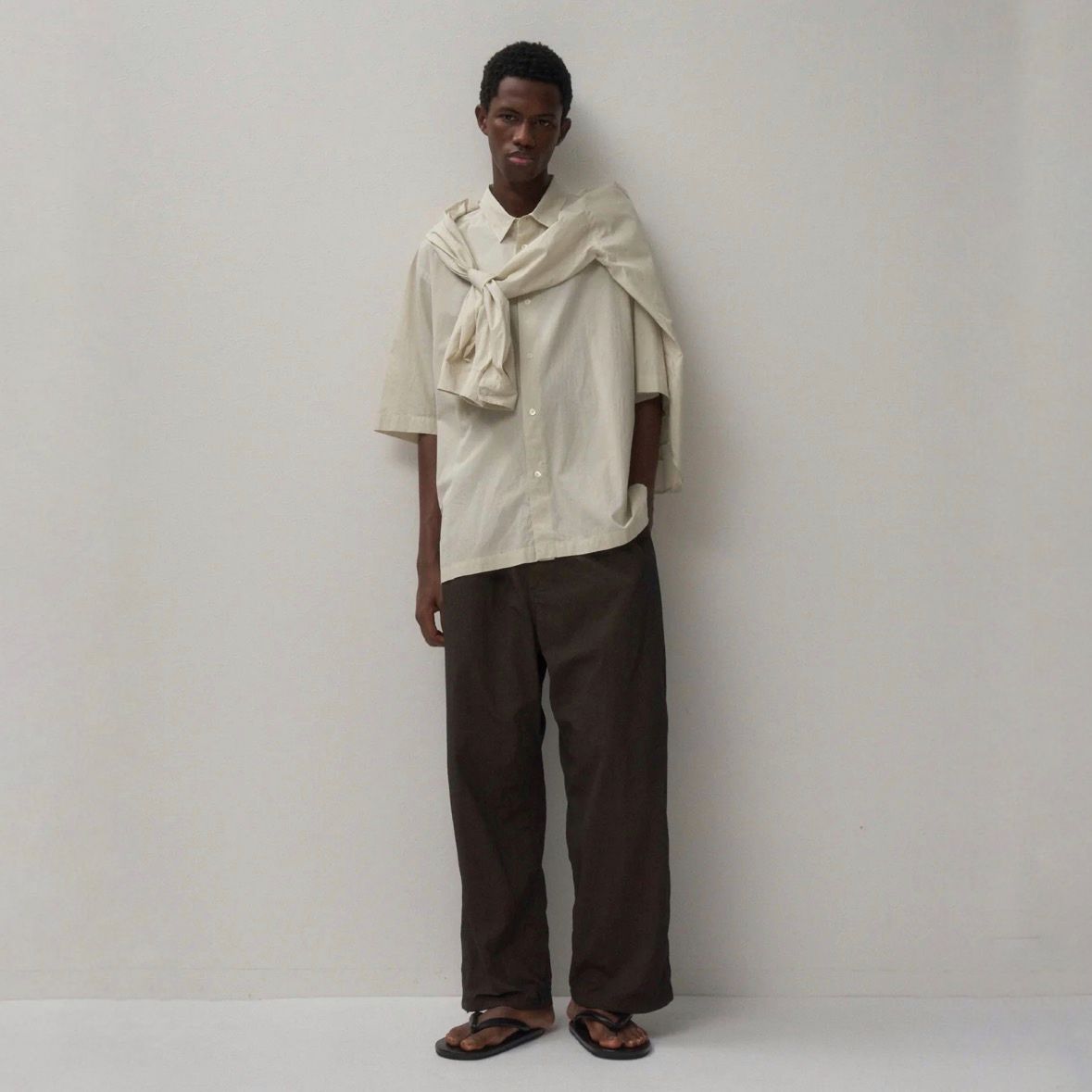 【残り一点】Shrink Cotton Lawn Oversized Half Sleeve Shirt