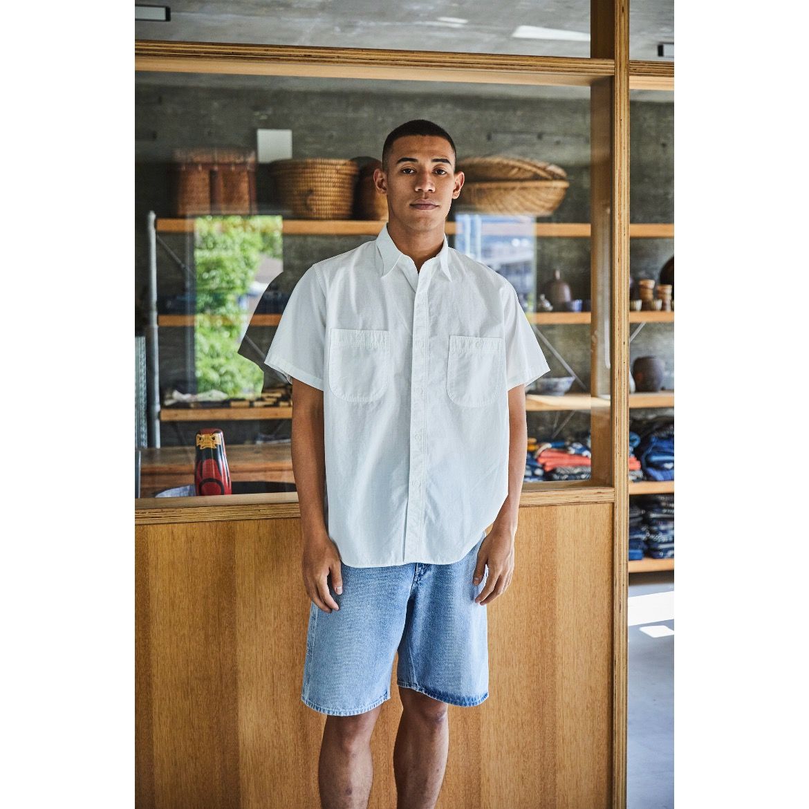 【残り一点】Short Sleeve White Chambray Work Shirt