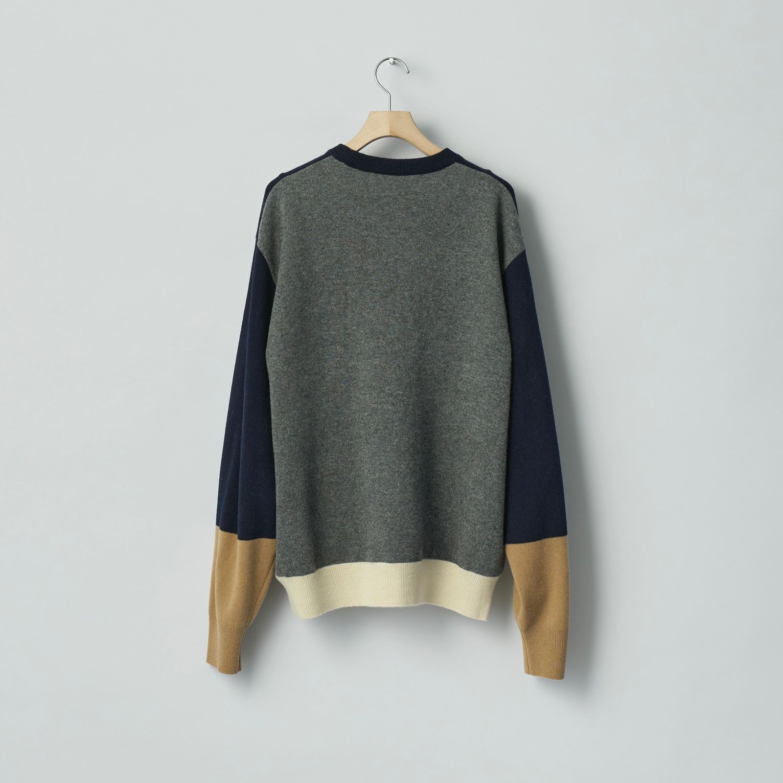 【残りわずか】Extra Fine Wool Knit Color Block LS