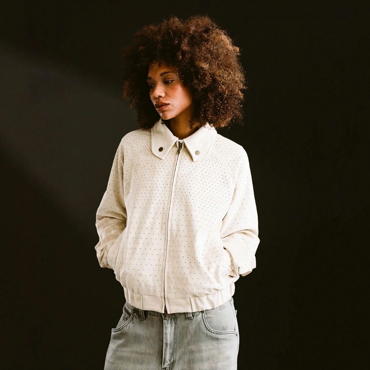 【残り一点】Perforated Faux Suede Jacket
