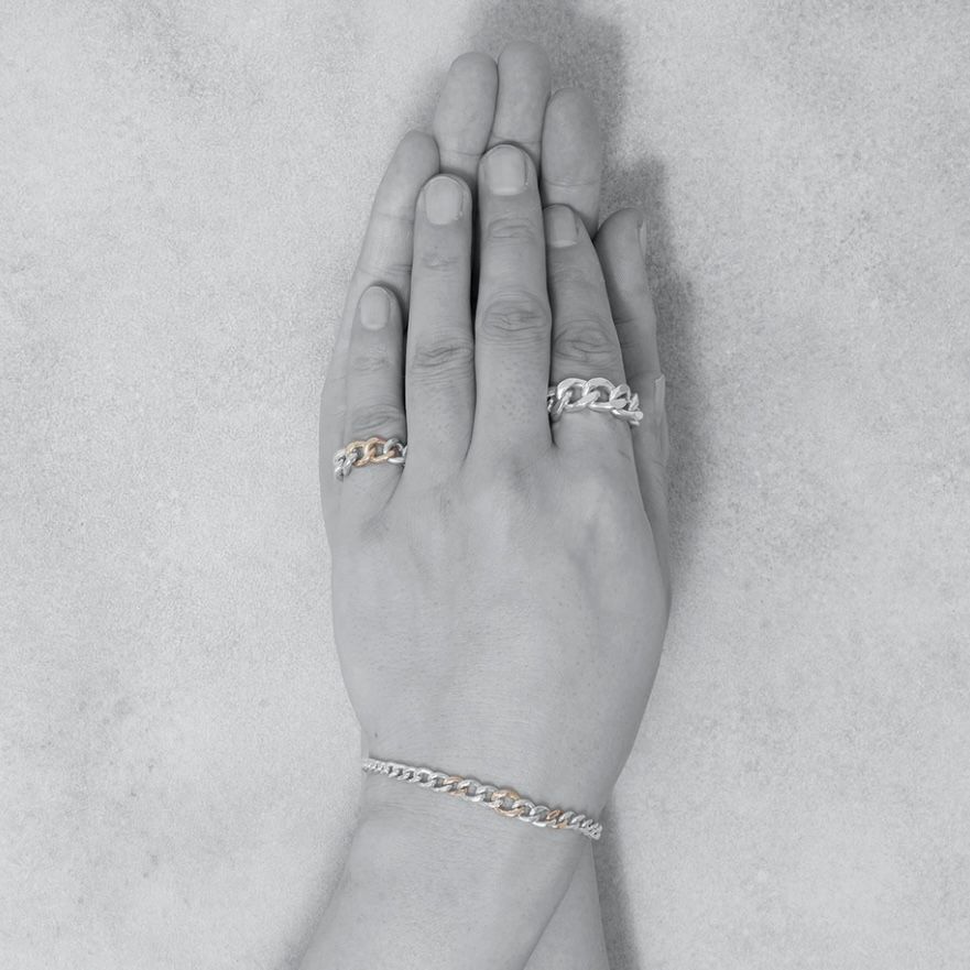 【お取り寄せ注文可能】Curb Chain ID Ring(10K GOLD×WHITE)