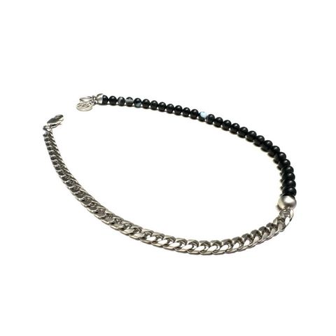 【残りわずか】Half Juzu Necklace(SILVER×BLACK)