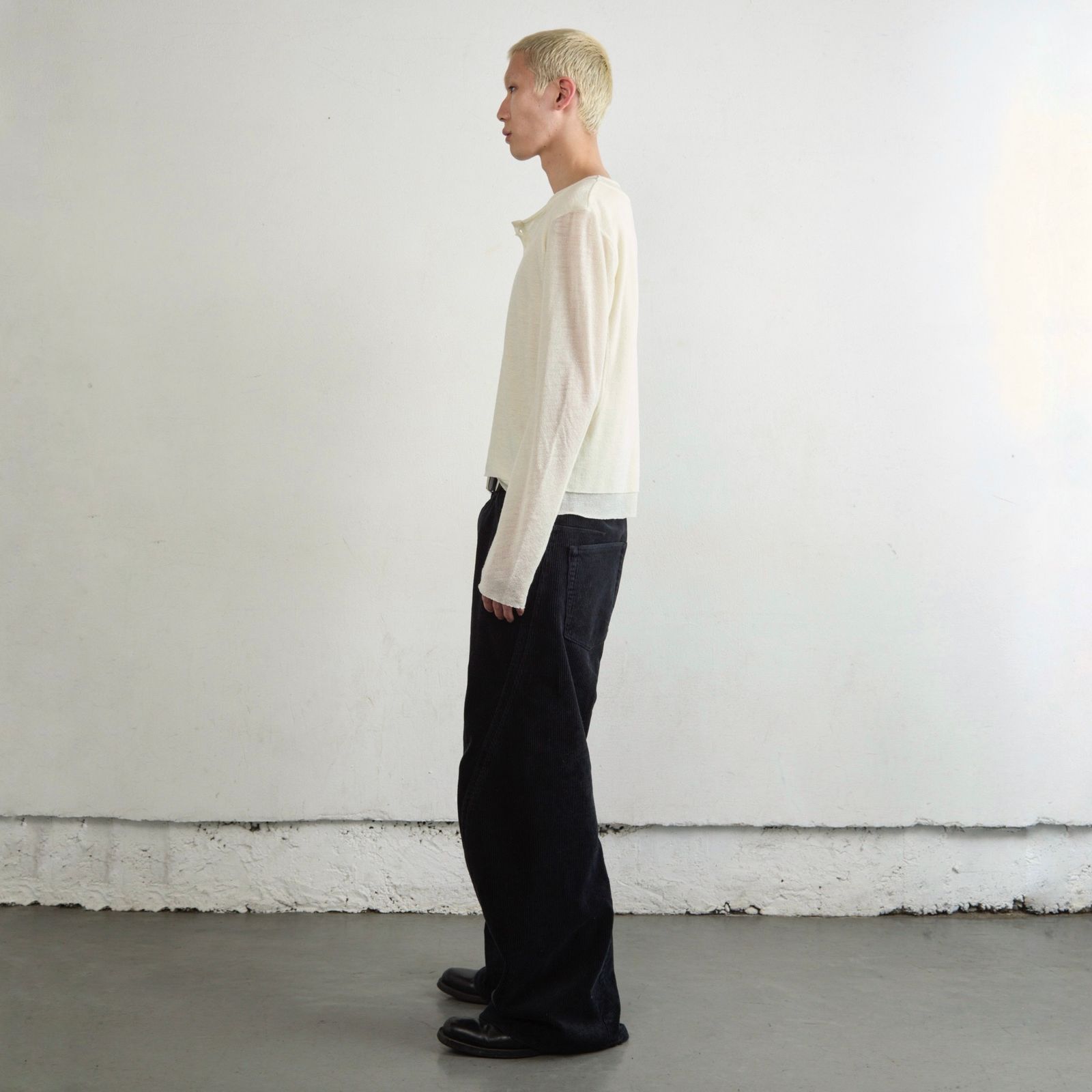 【残り一点】Double Layered Long Sleeve Henley T Shirt