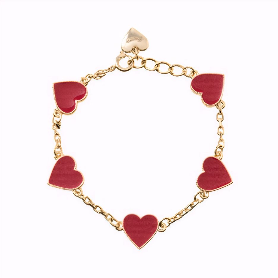 【残りわずか】Chain Heart Bracelet(RED)
