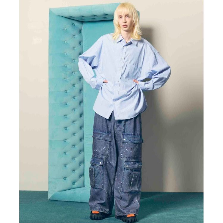 【残り一点】Double Big Pocket Prime-Wide Denim Cargo Pants