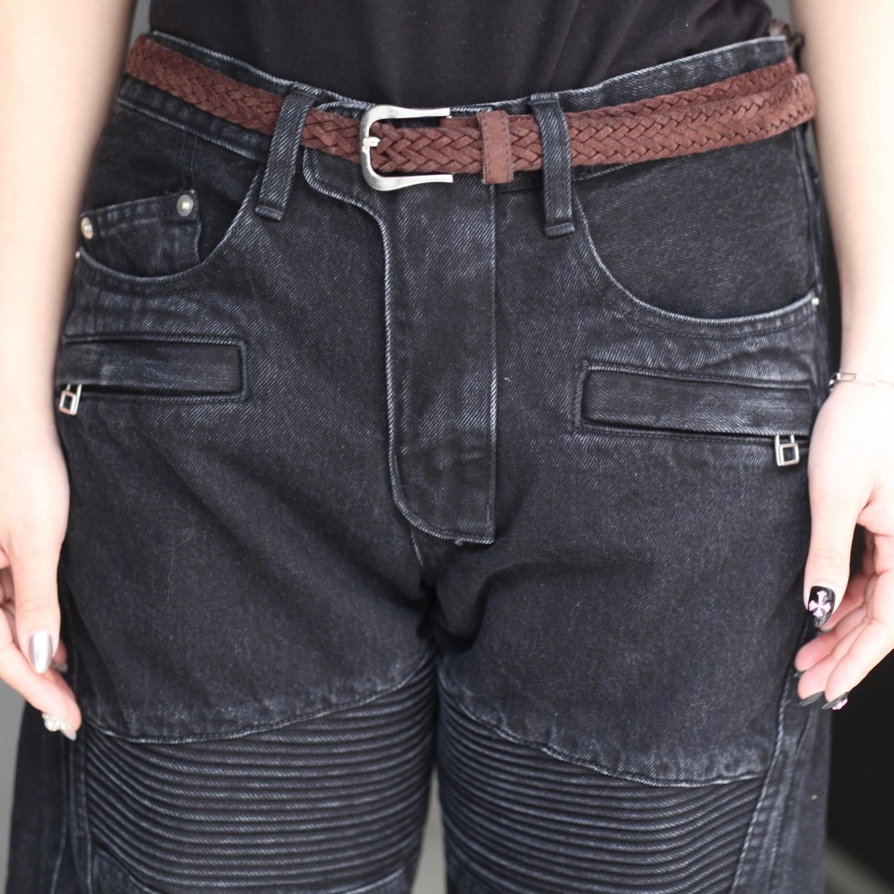 【残りわずか】3D Twisted Moto Jeans