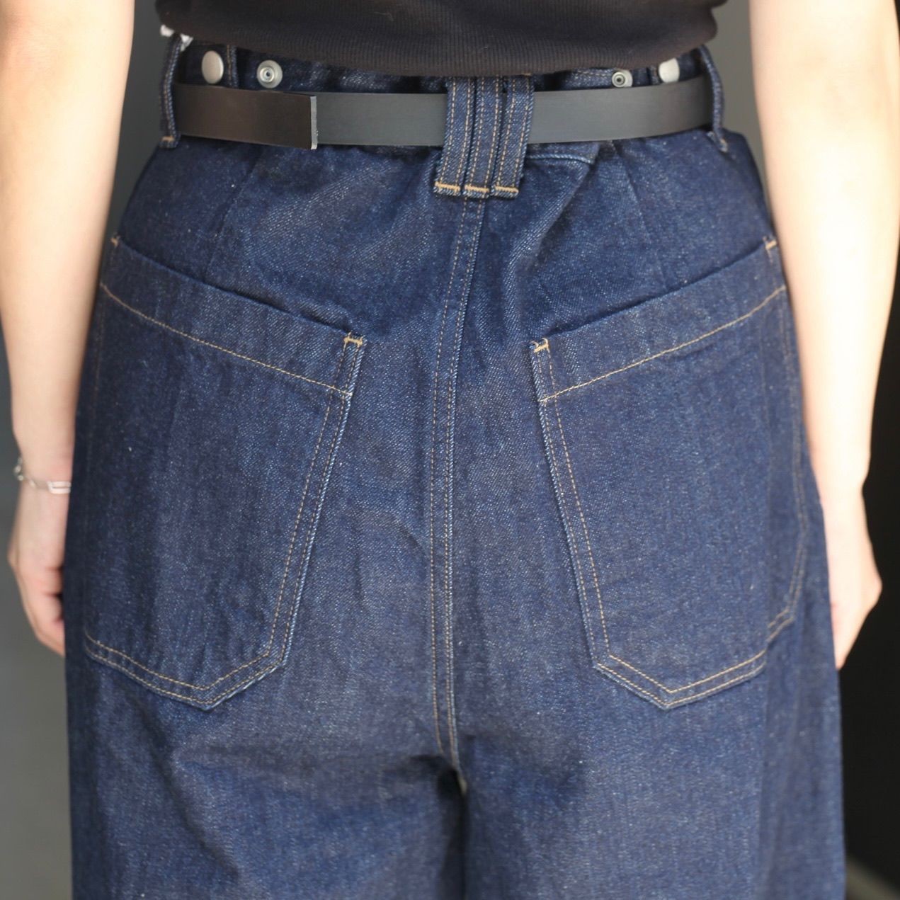 【残り一点】Denim 3pleated Wide-Leg Trousers