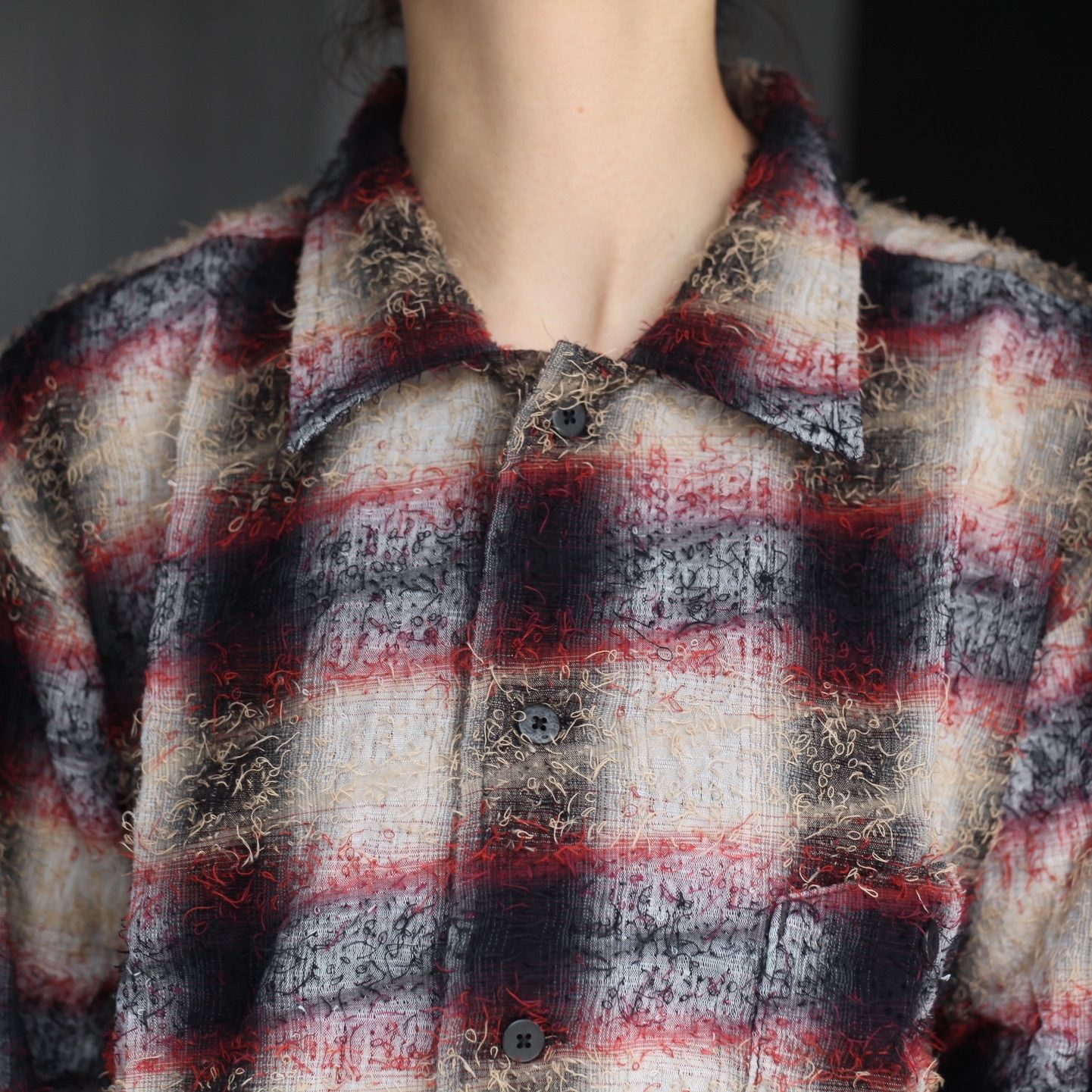 【残り一点】Shaggy Ombre Open Collar Shirt(DRUNK)