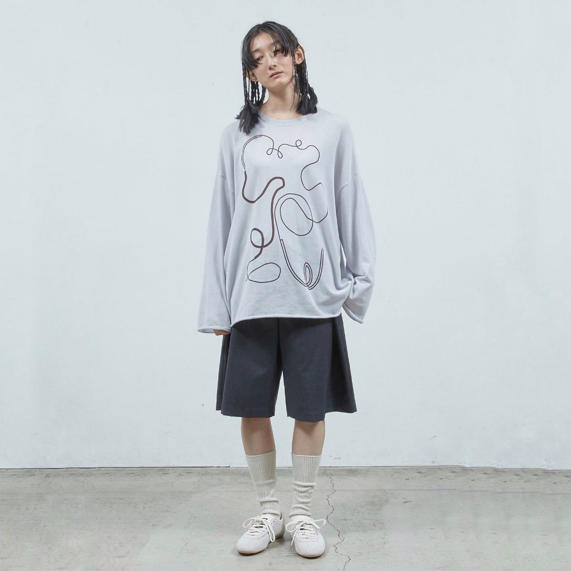 【残り一点】ステッチプリントロングSLニットPO