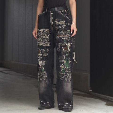 【残り一点】Vintage-Stitched Camo Denim Pants