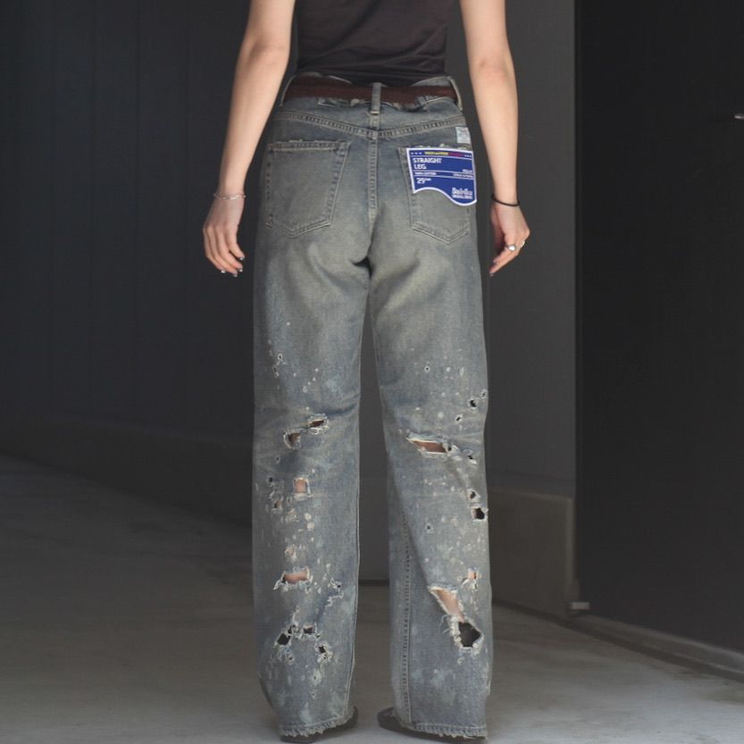【残りわずか】Damage Straight Denim Pants