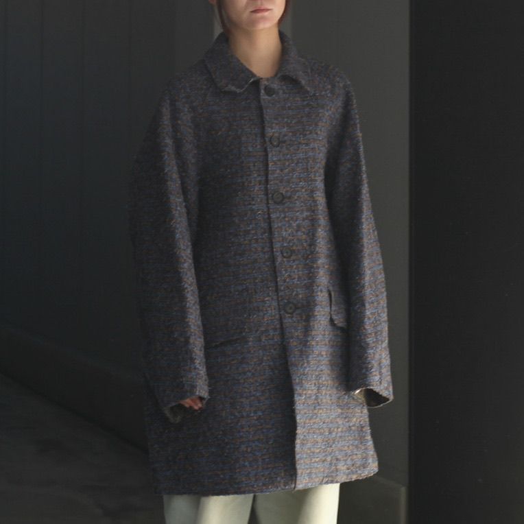 【残り一点】Needlepunched Cotton Plaid Cut Off Coat