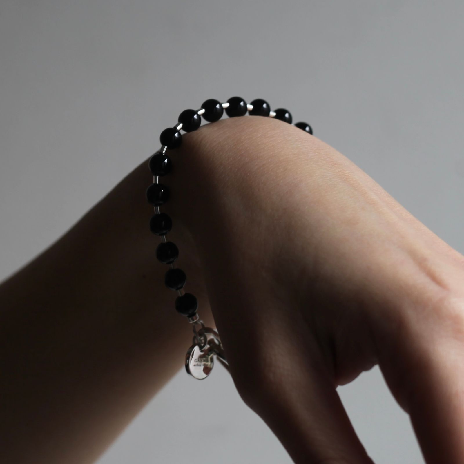 【お取り寄せ注文可能】Stone Ball Chain Bracelet(BLACK)