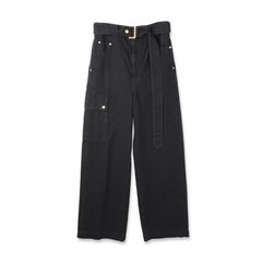 【残り一点】Cargo Extra Wide Denim Pants with Long Belt