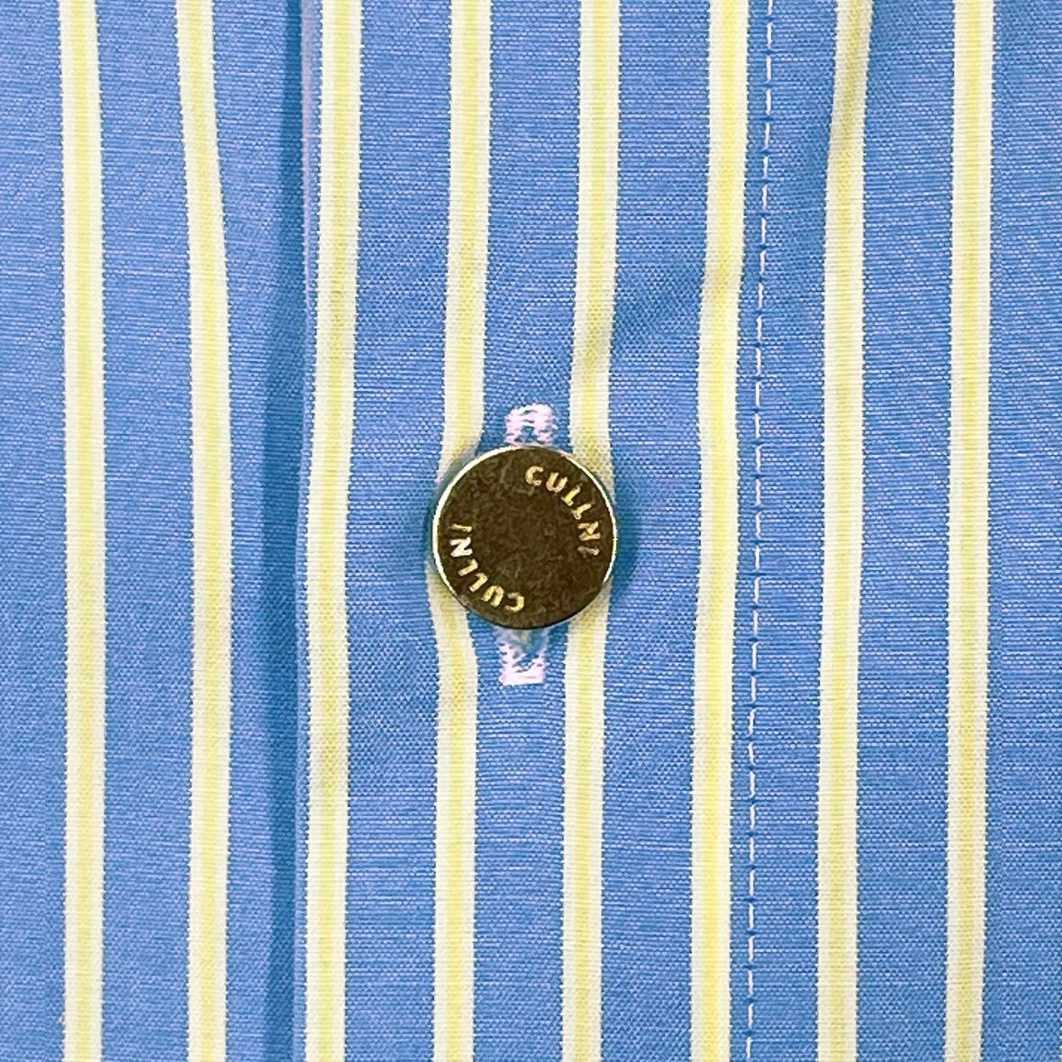 【残り一点】High Count Broad Embroidery Patch Short Sleeve Stripe Shirt