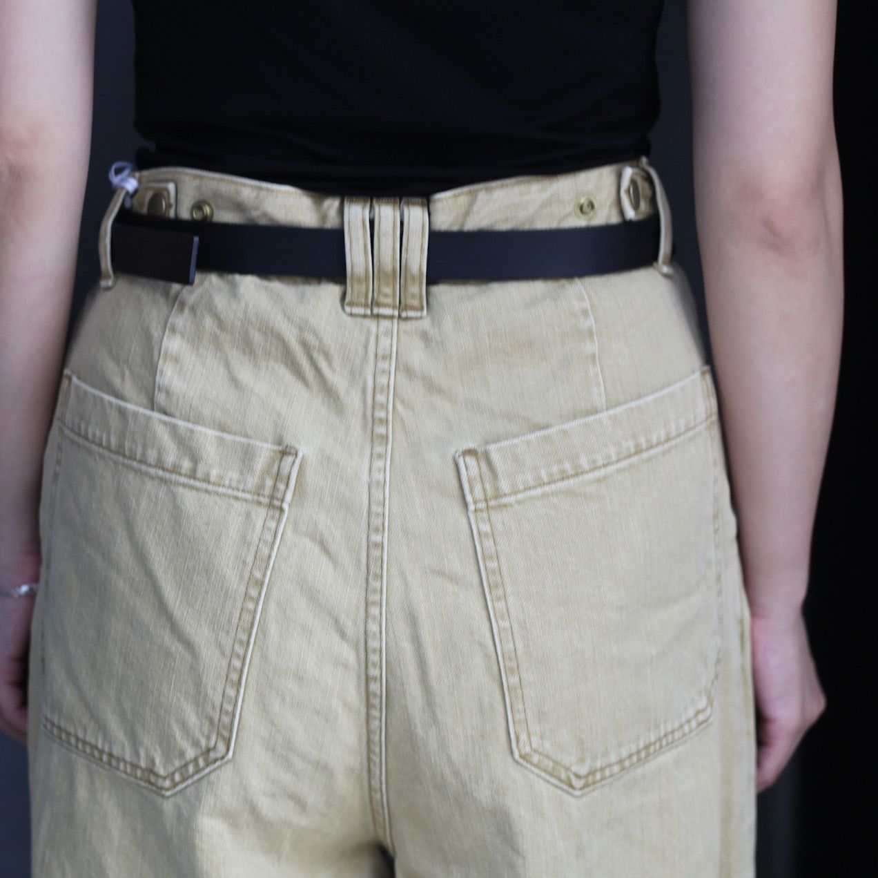 【残り一点】Vintaged Wash Denim 3pleated Wide-Leg Trousers