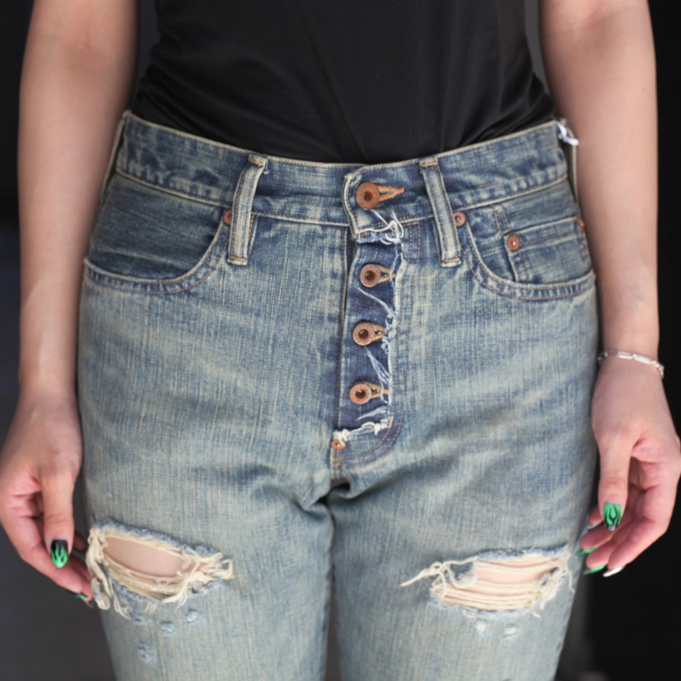 【残り一点】Damaged Modern Denim Pants Flared Cut