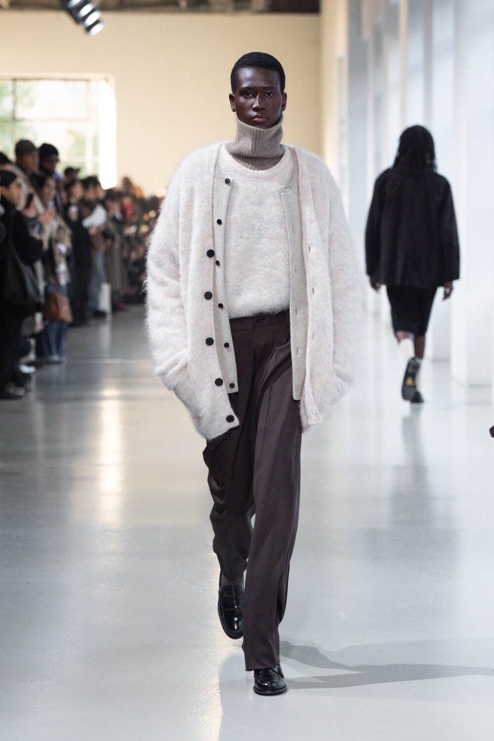 トップス ssstein Sheer Knit Crew Neck Cardigan ssstein - 【残り一点】Extra Fine Wool Knit Crew Neck Cardigan