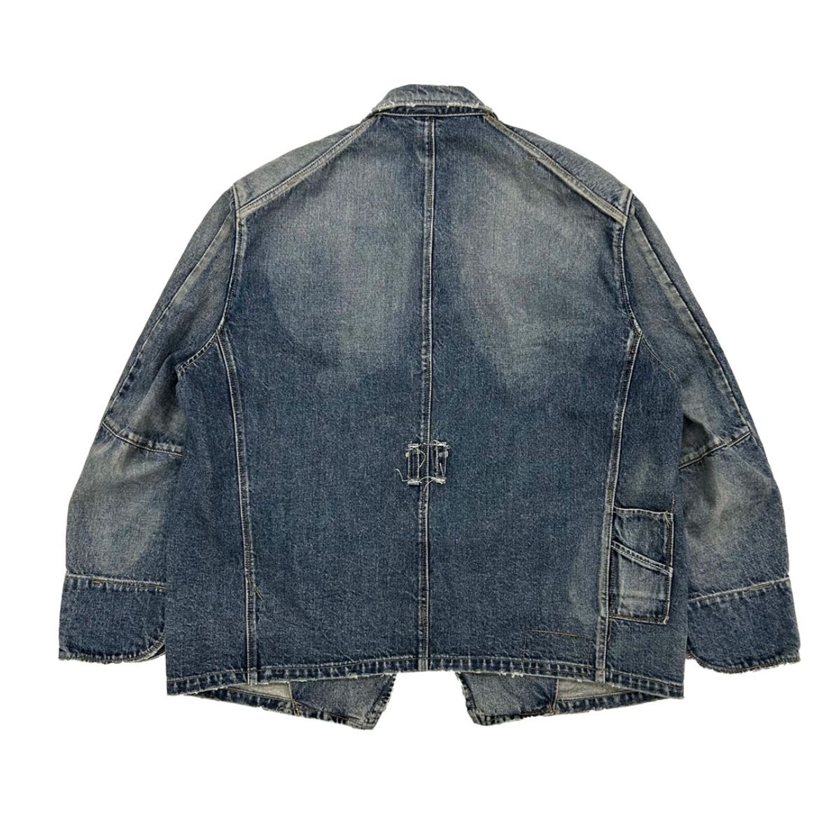 【残り一点】"TATTOO" Laser Printed Draiping Denim JKT