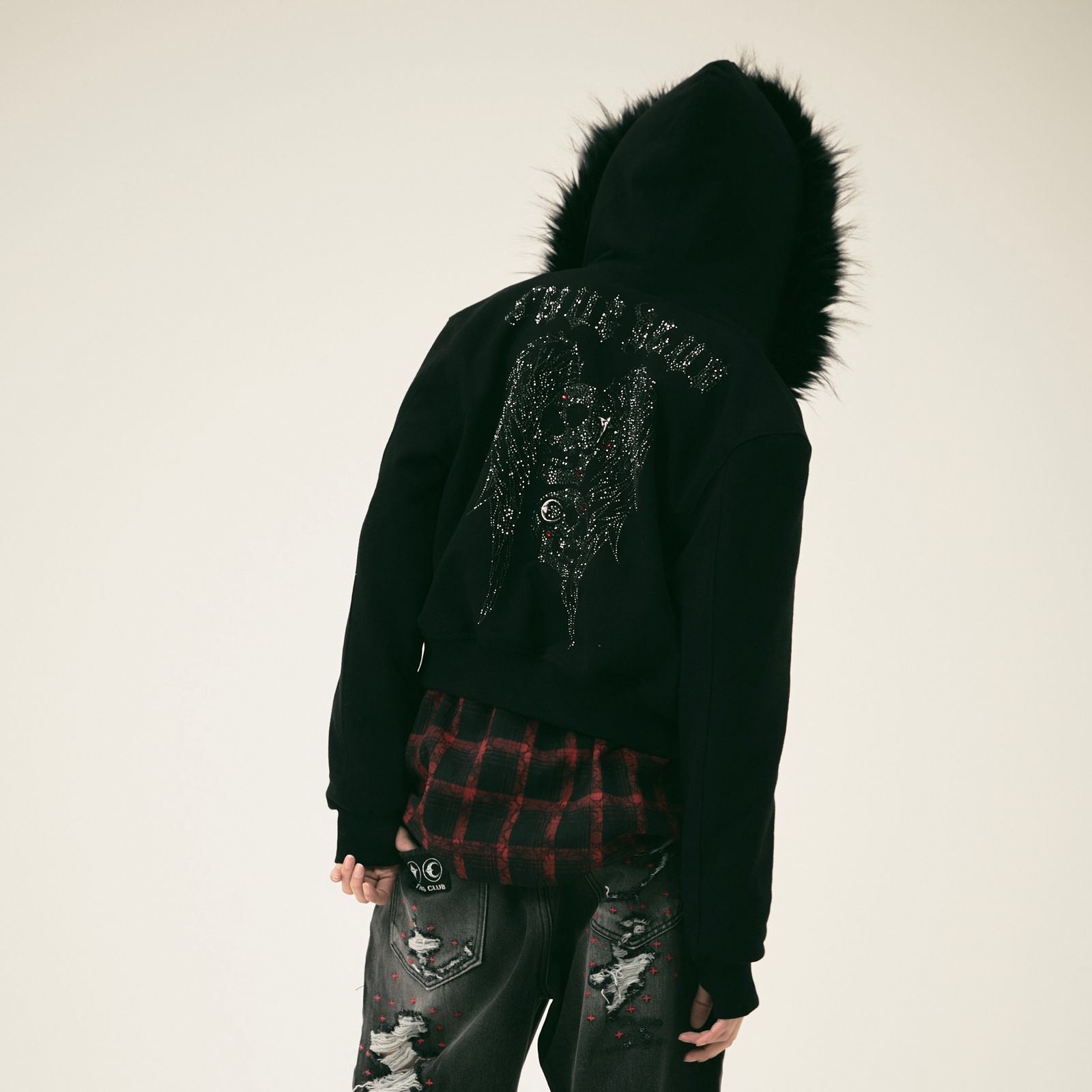 【残り一点】TC Angels Crystal Embellished Hooded Zip Up