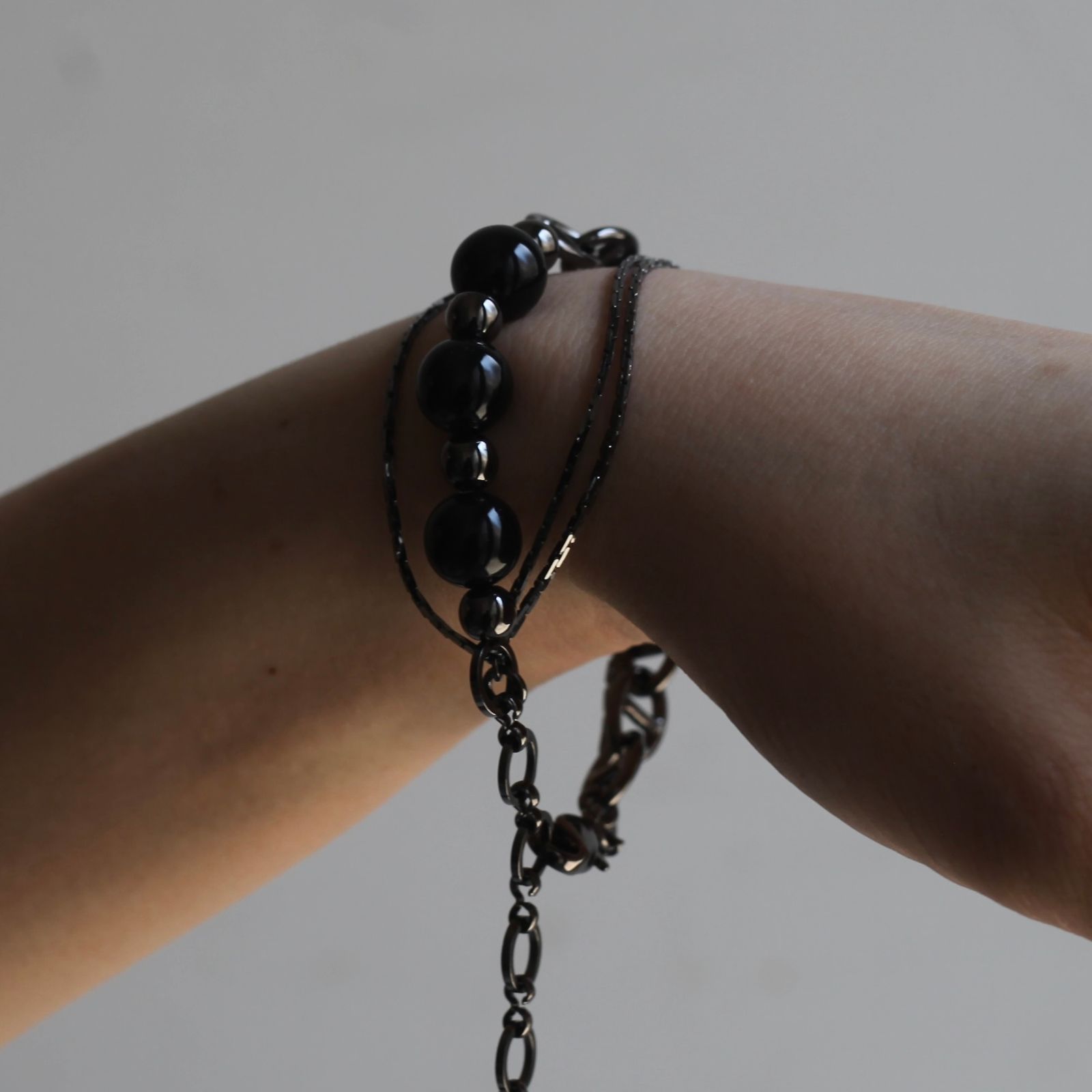 【残り一点】Beads Chain Breacelet_C(BLACK)