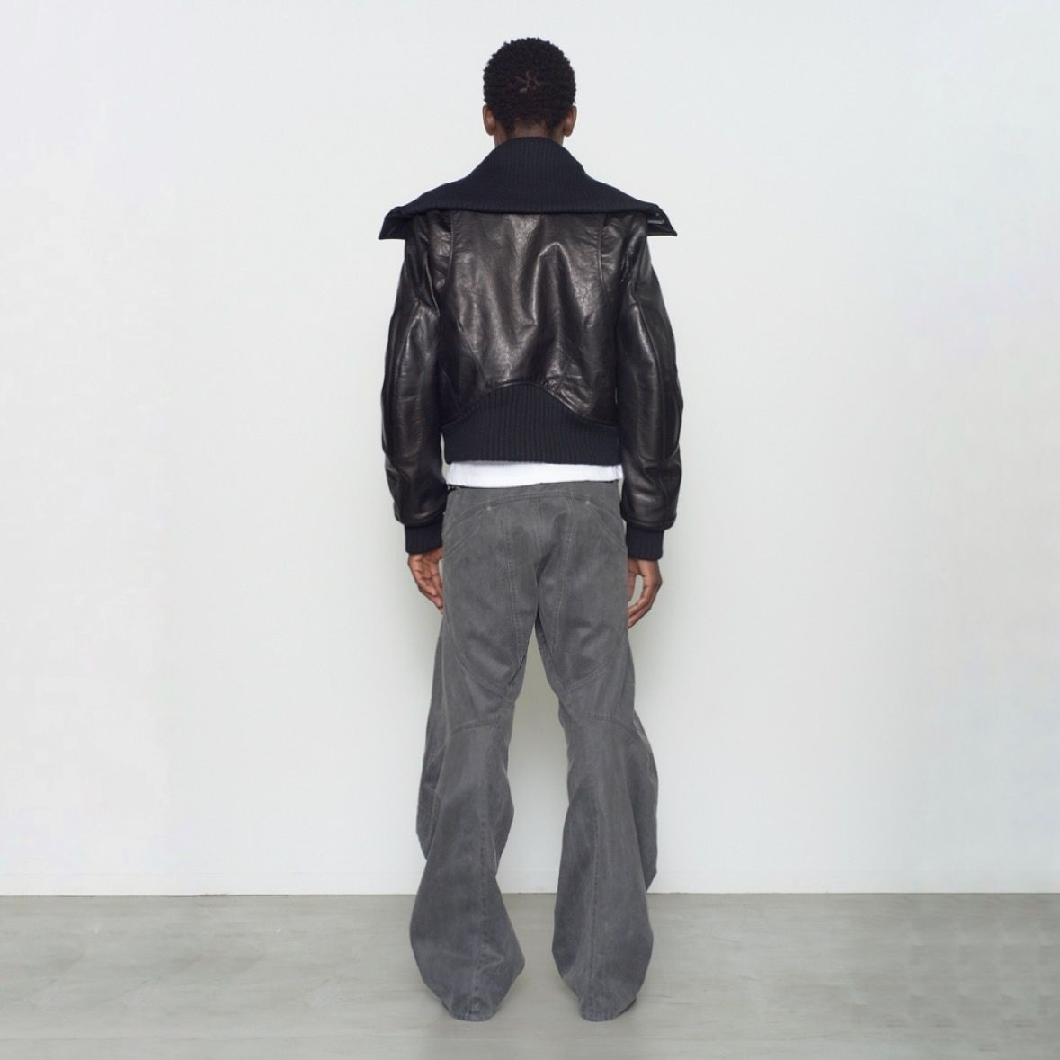 【残り一点】Leather Padded High Neck Bomber Jacket