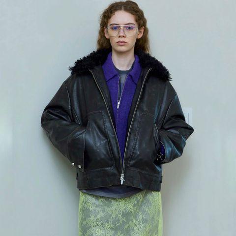 【残り一点】2way Collar Vegan Leather Blouson