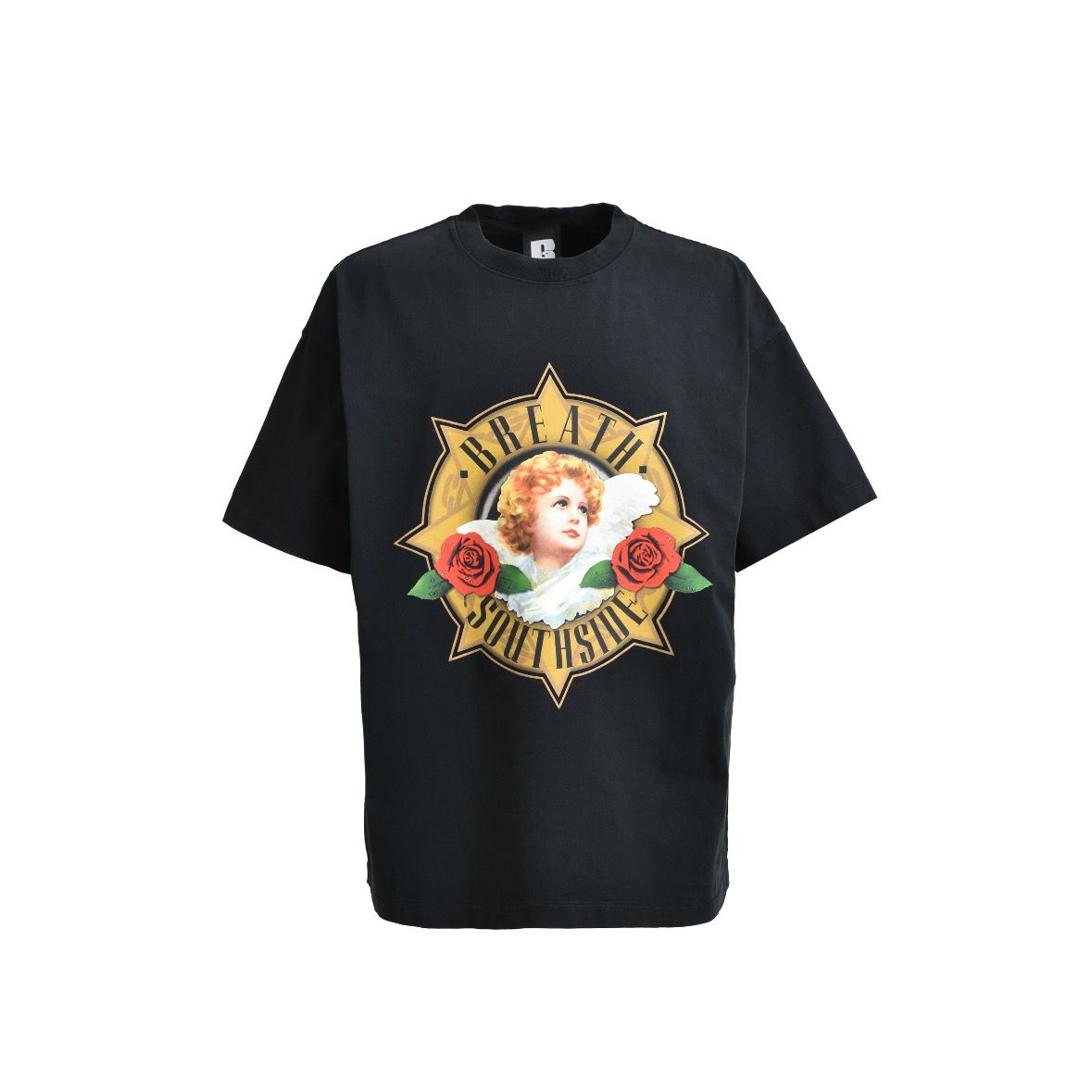 【国内買付】BREATH Suicide Black Letterd ブレス ロゴ Tシャツ BREATH ブレス SS25 SOUTHSIDE CROSS LOGO TEE / BLK BLK - NUBIAN