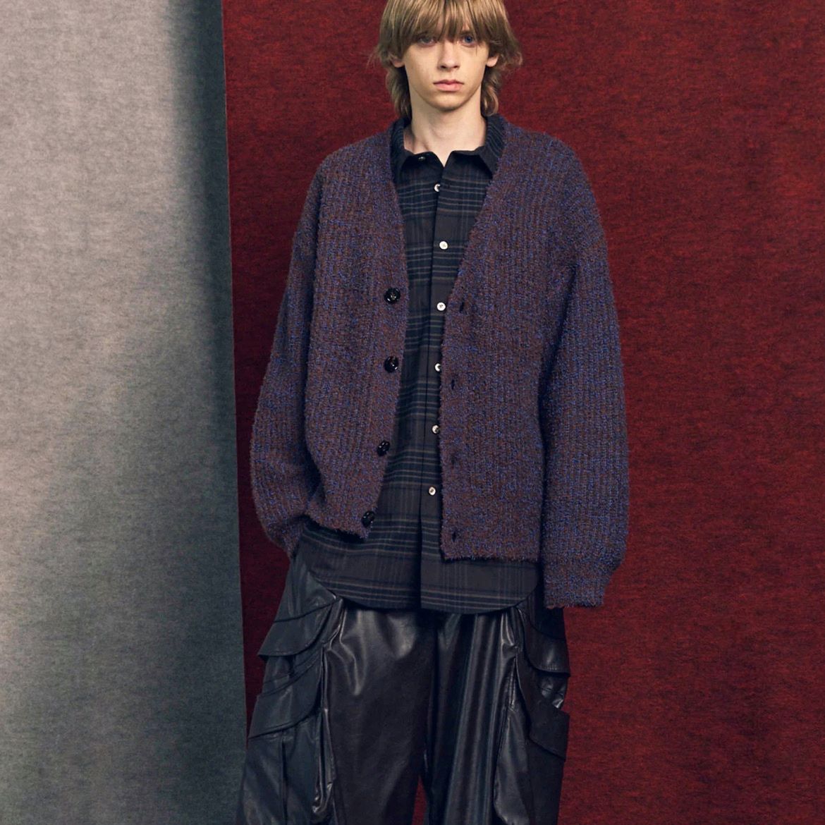 【残り一点】Mix Color Fancy Yarn Prime-Over Knit Cardigan