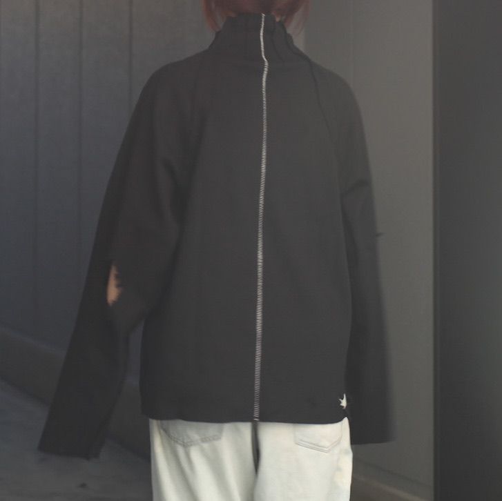 【残り一点】High Neck Cotton Logo Knit with Damaged(HIGH GAUGE RIB KNIT)