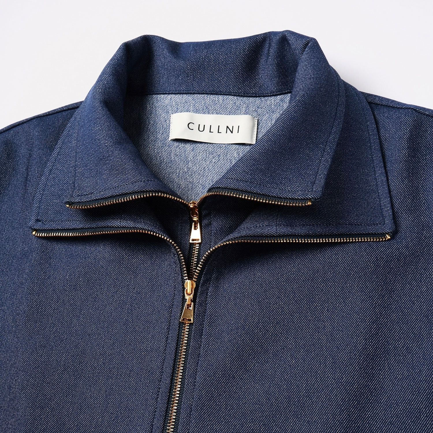 【残り一点】Faux Denim Layered Stand Collar Pullover