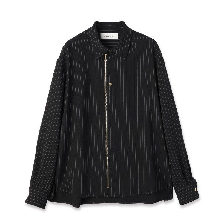 CULLNI - 【残り一点】Stripe Double Cloth Zip Up Shirt