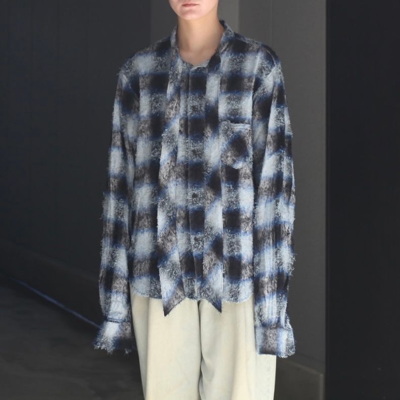 【残り一点】Shaggy Ombre Ribbon Shirt(DRUNK)