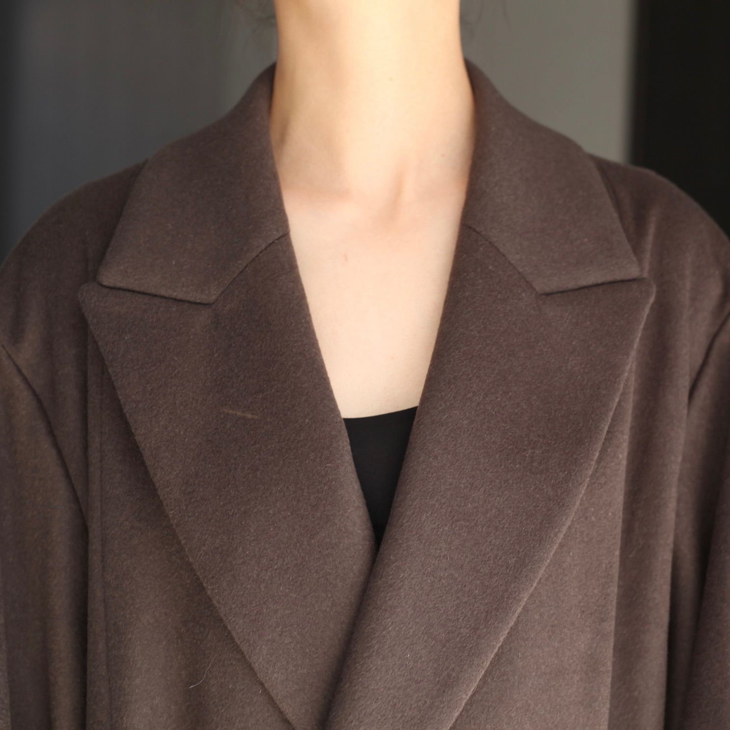 【残りわずか】Oversized Maxi Length Peak Lapel Coat(WOOL/CASHMERE)