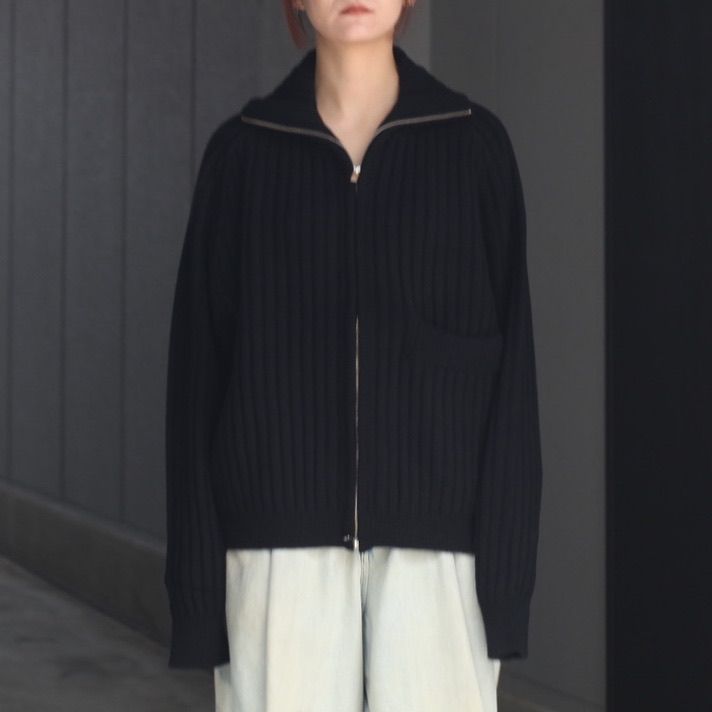【残り一点】Wide Rib Highneck Zip Cardigan
