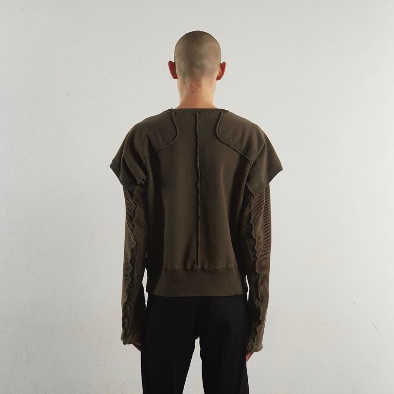 NVRFRGT - 【残り一点】Panelled Double Layer Crew Neck Sweatshirt 
